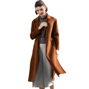 乔妮塔女装2025秋冬季新款羊毛西服领长款双面呢子大衣零羊绒外套
