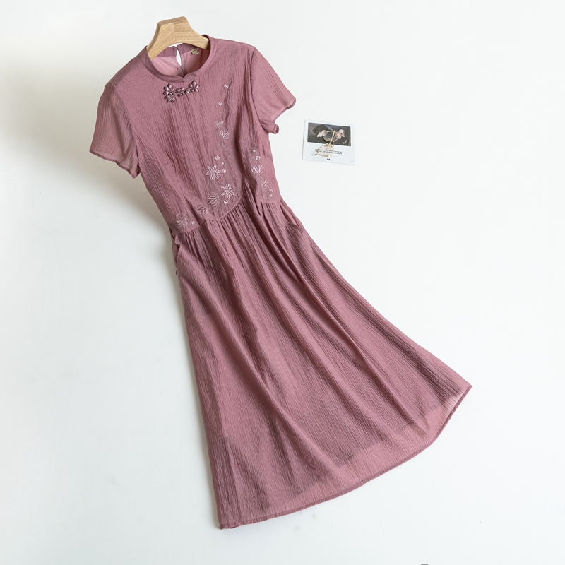 夏中式国风短袖旗袍连衣裙连衣裙