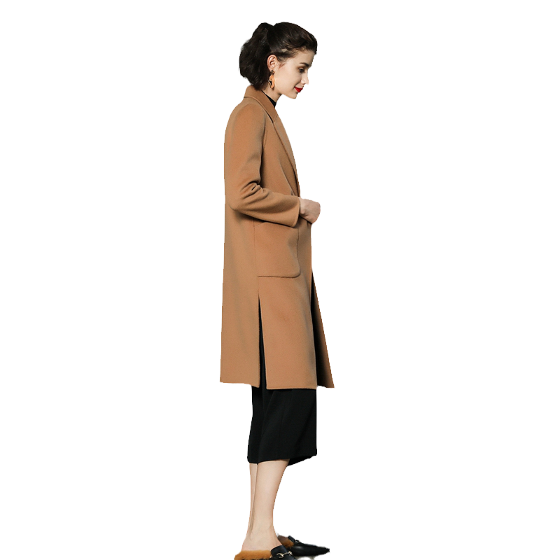 乔妮塔品牌女装2025秋冬新款羊毛双面呢子长大衣西装领零羊绒外套