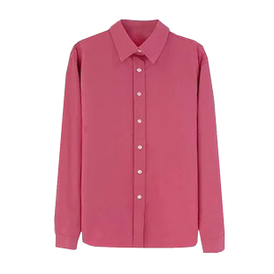 百思朵树莓色衬衫女小个子高级感玫粉色上衣梅子色宽松玫红色外套