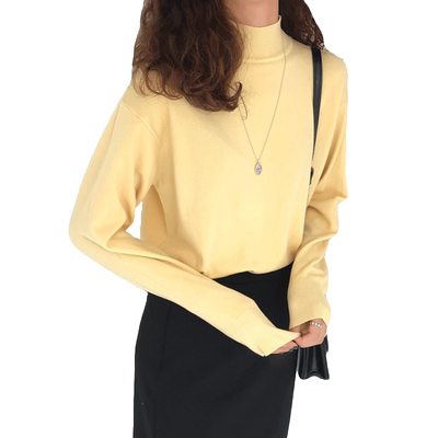 百思朵chic风兔绒亮黄色针织衫