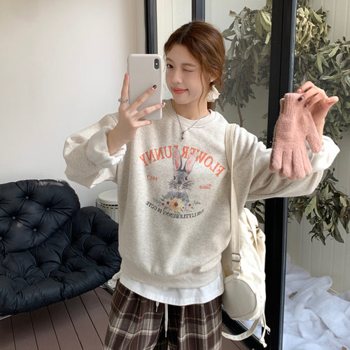 复古兔子卫衣外套加绒显瘦百搭