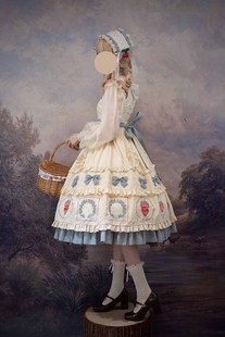 【草莓酱JSK】全款现货包子猪lolita 刺绣草莓复古田园风洛丽塔裙