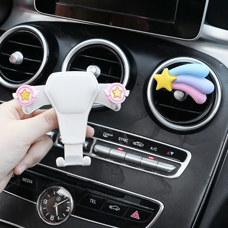 汽车手机架可爱卡通车内出风口重力支撑架创意车载导航固定支架女