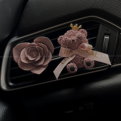 汽车车载香薰出风口泰迪熊玫瑰