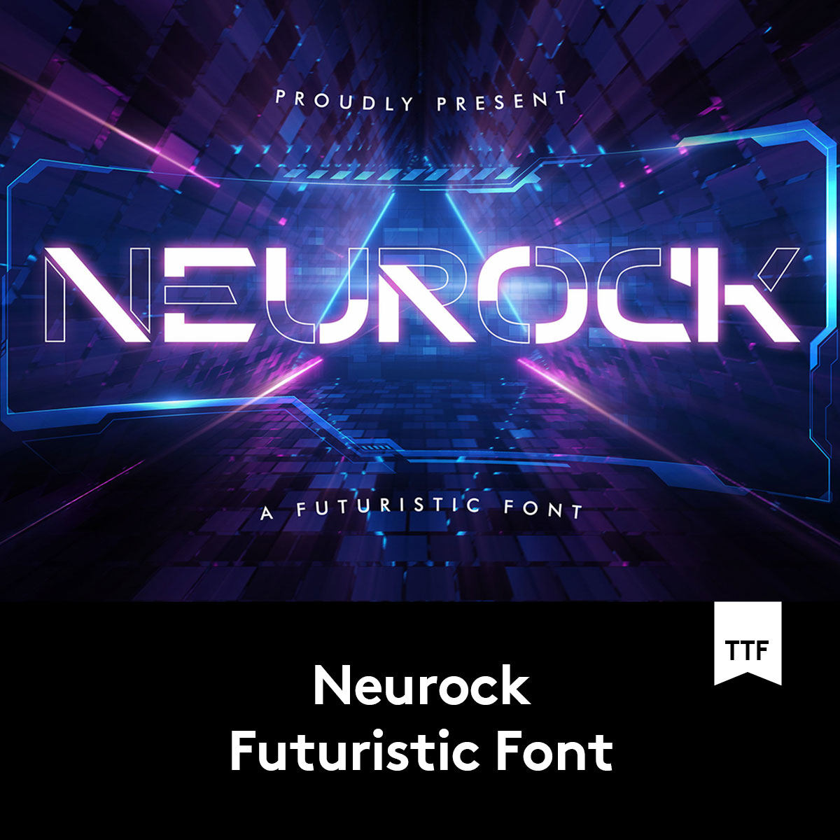 neurock font 未来机能科技科幻现代几何赛博朋克风格英文字体包