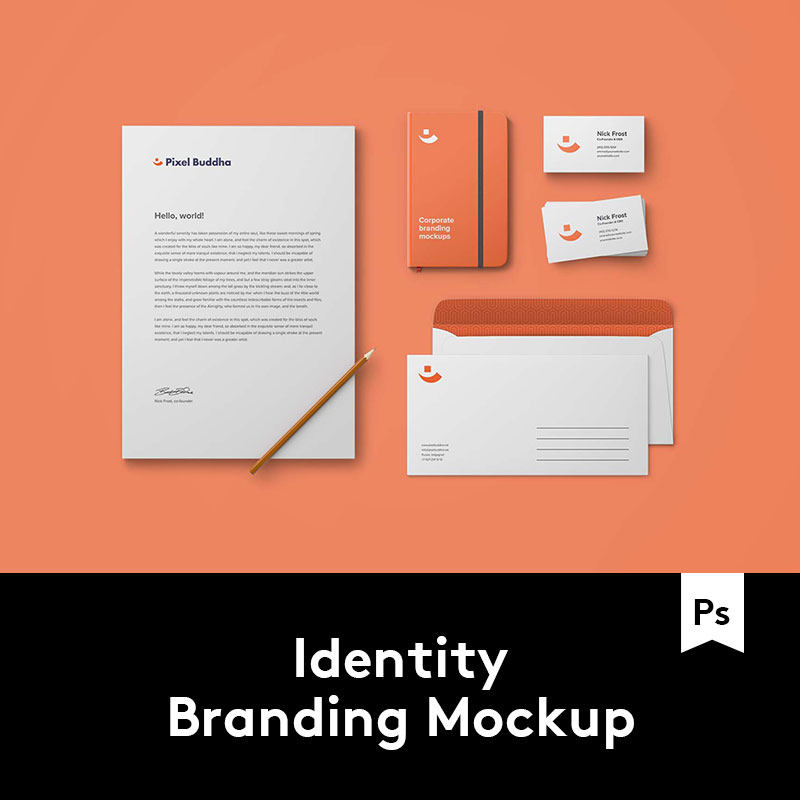 简约品牌VI设计办公文创名片信纸信封笔记本展示样机 YJ202002256