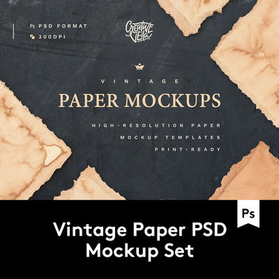 Vintage Paper Mockup 潮流复古纸质印刷品PS样机模板 2020032909