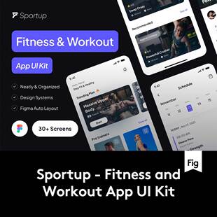 30+屏双配色健身锻炼数据统计分析APP UI用户界面设计Figma模板
