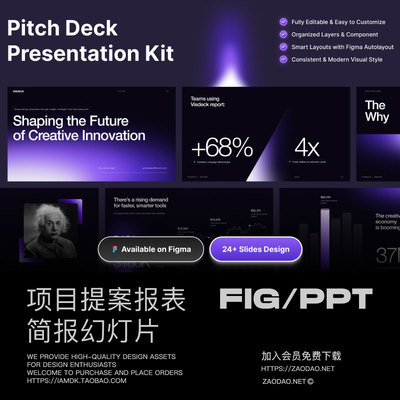 20+页黑暗学项目提案公司介绍团队营销幻灯片设计figma/ppt模板