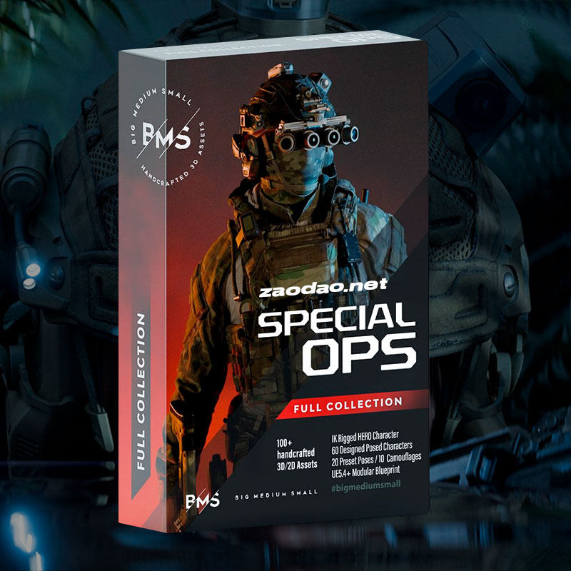 BMS特种部队人物角色动作绑定头盔衣服装备3D模型 FBX/OBJ/UE格式