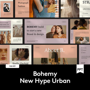 Bohemy Keynote+PPT 时尚企业品牌营销策划提案演示文稿设计模版