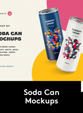 Soda Can Mockups 9款苏打水汽水易拉罐包装样机模板 M2020051201