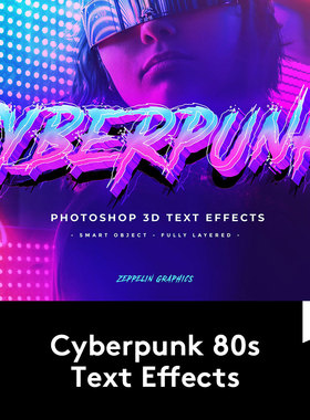 Cyberpunk 80s Text Effects 10款80年代赛博朋克效果PSD文字样式