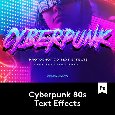 Cyberpunk 80s Text Effects 10款80年代赛博朋克效果PSD文字样式