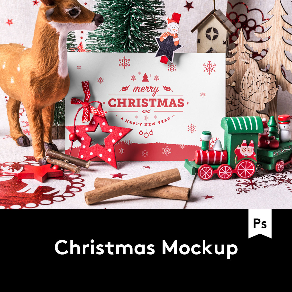 8个潮流圣诞节元素场景展示样机模板 M2020031003