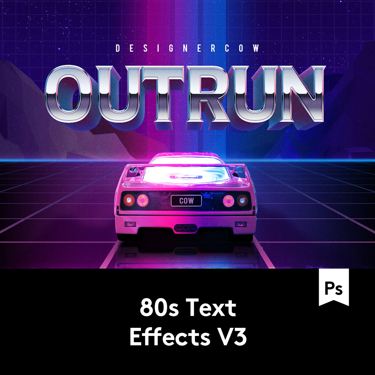 10款复古80年代蒸汽波风标题徽标Logo字体设计PS文本样式模板素材