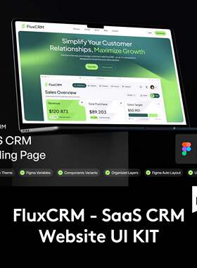 60+屏响应式双配色SaaS CRM管理系统网站WEB UI界面设计Figma模板