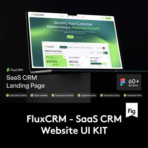 60+屏响应式双配色SaaS CRM管理系统网站WEB UI界面设计Figma模板