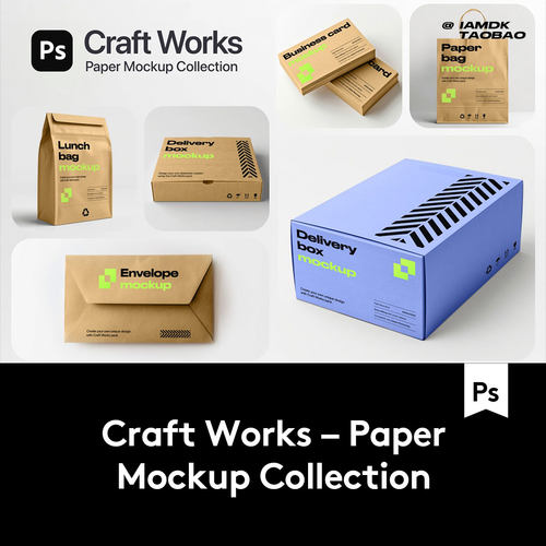 12款质感品牌VI包装纸盒手提袋标签咖啡杯设计效果图PSD贴图样机
