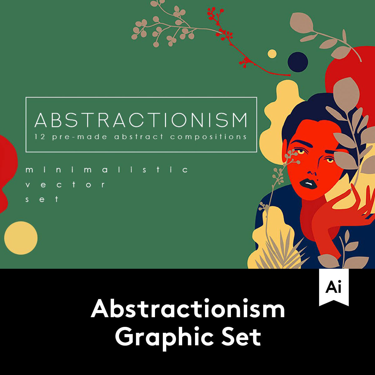 12款撞色抽象女性手绘插画 g2020022301