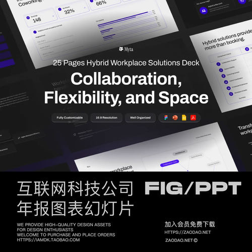 25页互联网科技公司战略数据统计图表幻灯片设计ppt/figma模板
