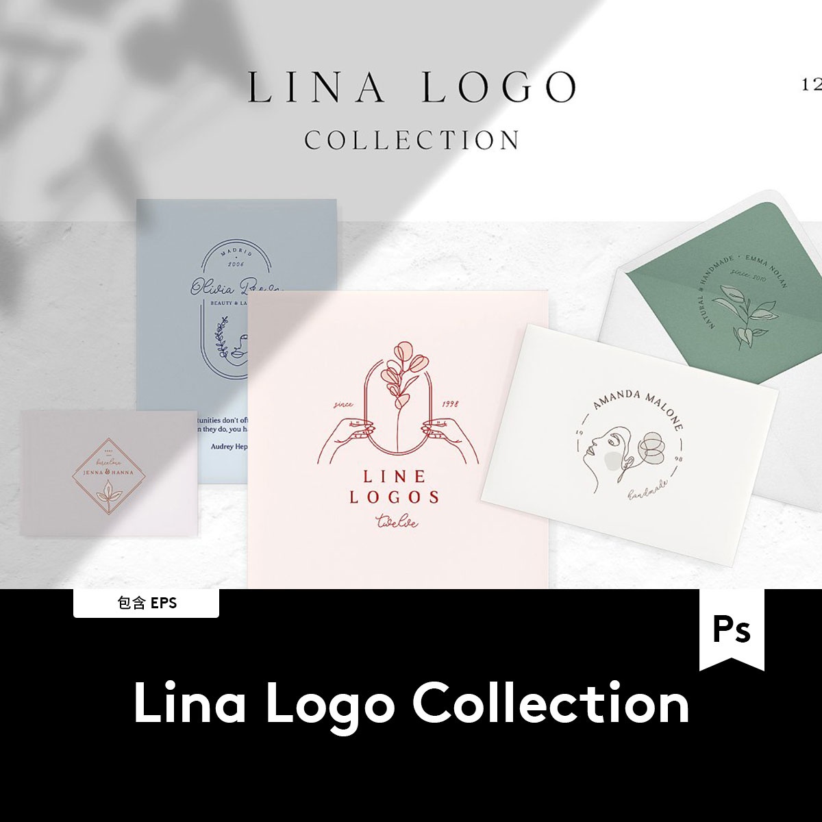 lina logo collection 12款线女性品牌标志设计模板 g2020041102