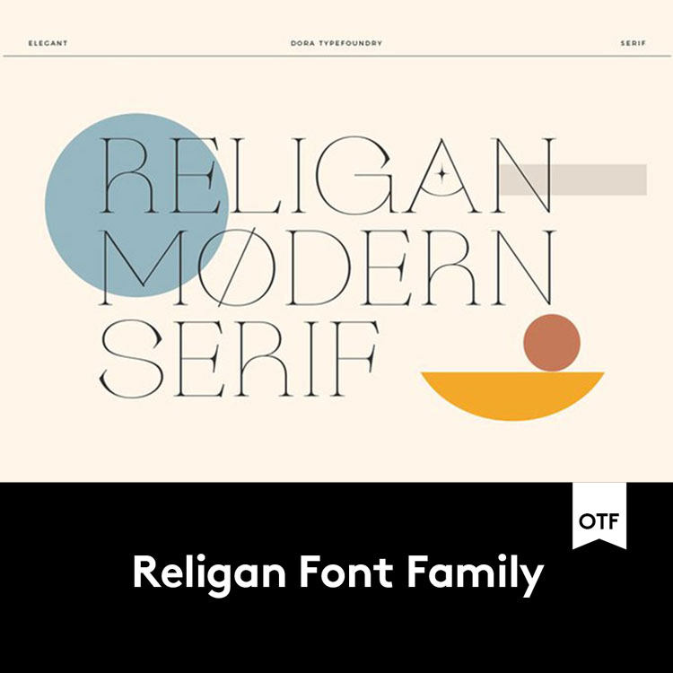 Religan Font 现代海报标题徽标Logo设计纤细衬线英文字体安装包