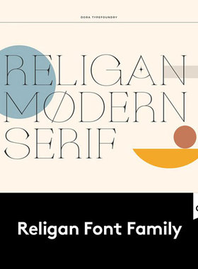 Religan Font 现代海报标题徽标Logo设计纤细衬线英文字体安装包