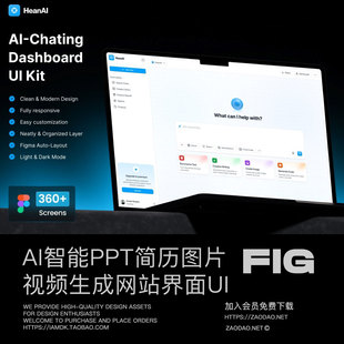 360+屏响应式AI智能图片视频ppt任务生成网站ui界面设计figma模板