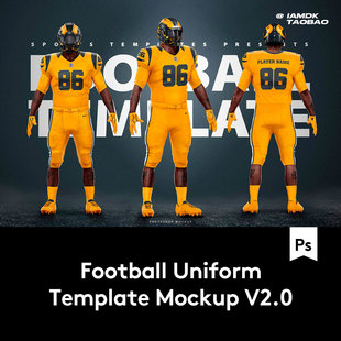 美式足球橄榄球队服运动服LOGO图案印花设计展示效果图PS贴图样机