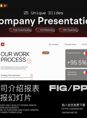 25页独特公司品牌介绍项目提案简报报表幻灯片设计figma/ppt模板