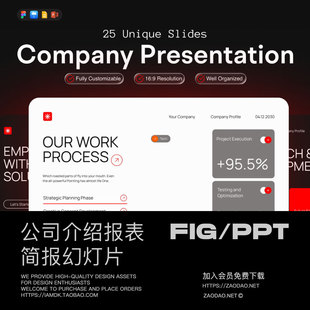 25页独特公司品牌介绍项目提案简报报表幻灯片设计figma/ppt模板