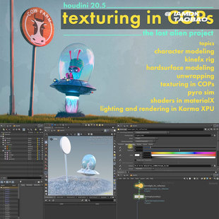 中文字幕 Houdini卡通外星飞船3D建模COPs贴图灯光渲染教程