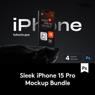 4款黑化风app ui界面设计展示效果图iPhone 15 Pro手机PS贴图样机