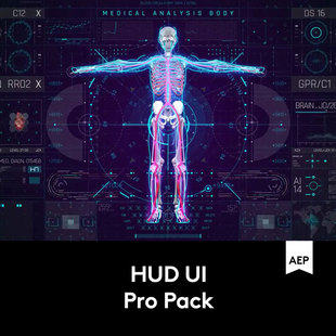 450+科技感医疗军事科幻HUD UI界面元素动画AE模板 V2021052201