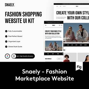 60+屏服装鞋类配饰饰品购买商城网站WEB UI用户界面设计Figma模板