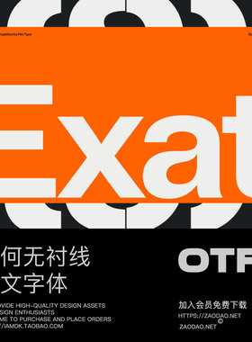 国外时尚前卫几何视觉海报标题logo设计无衬线英文字体 Exat Font