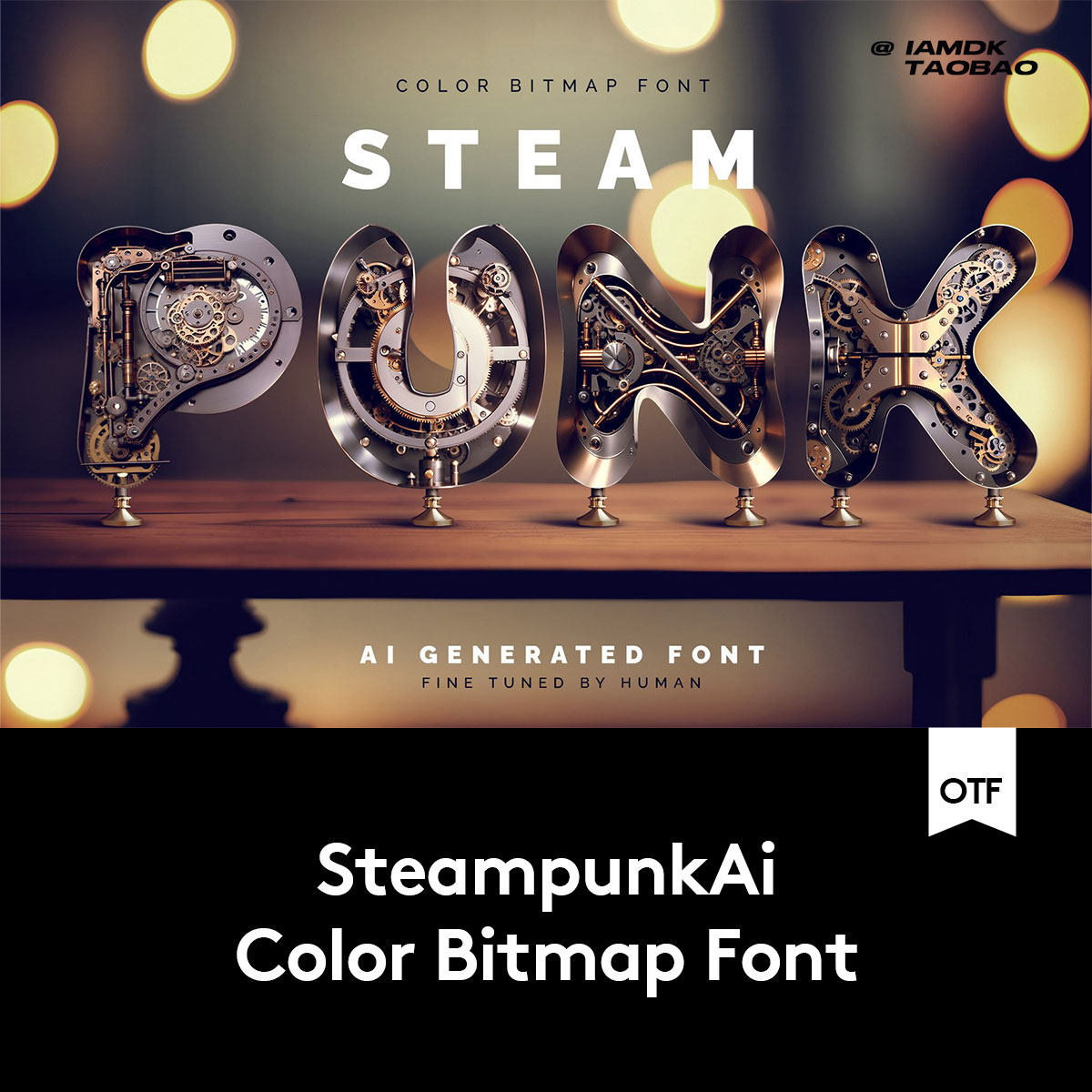 复古蒸汽朋克工业机械3d金属质感异形字母英文字体安装包设计素材