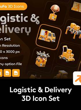 30款快递物流送货配送3D插图图标Icons设计Blender/PNG格式素材