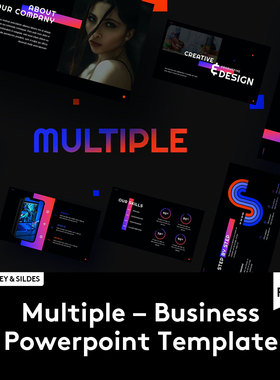 Multiple PPT+Keynote 潮流黑色霓虹灯效果策划案演示文稿模板集