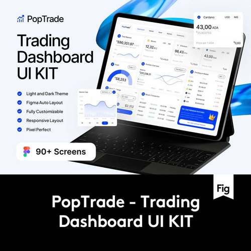 90+屏双配色电商销售交易管理后台仪表盘界面设计Figma模板套件