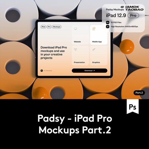 10款高级APP界面设计iPad Pro屏幕演示效果图贴图PSD样机模板素材