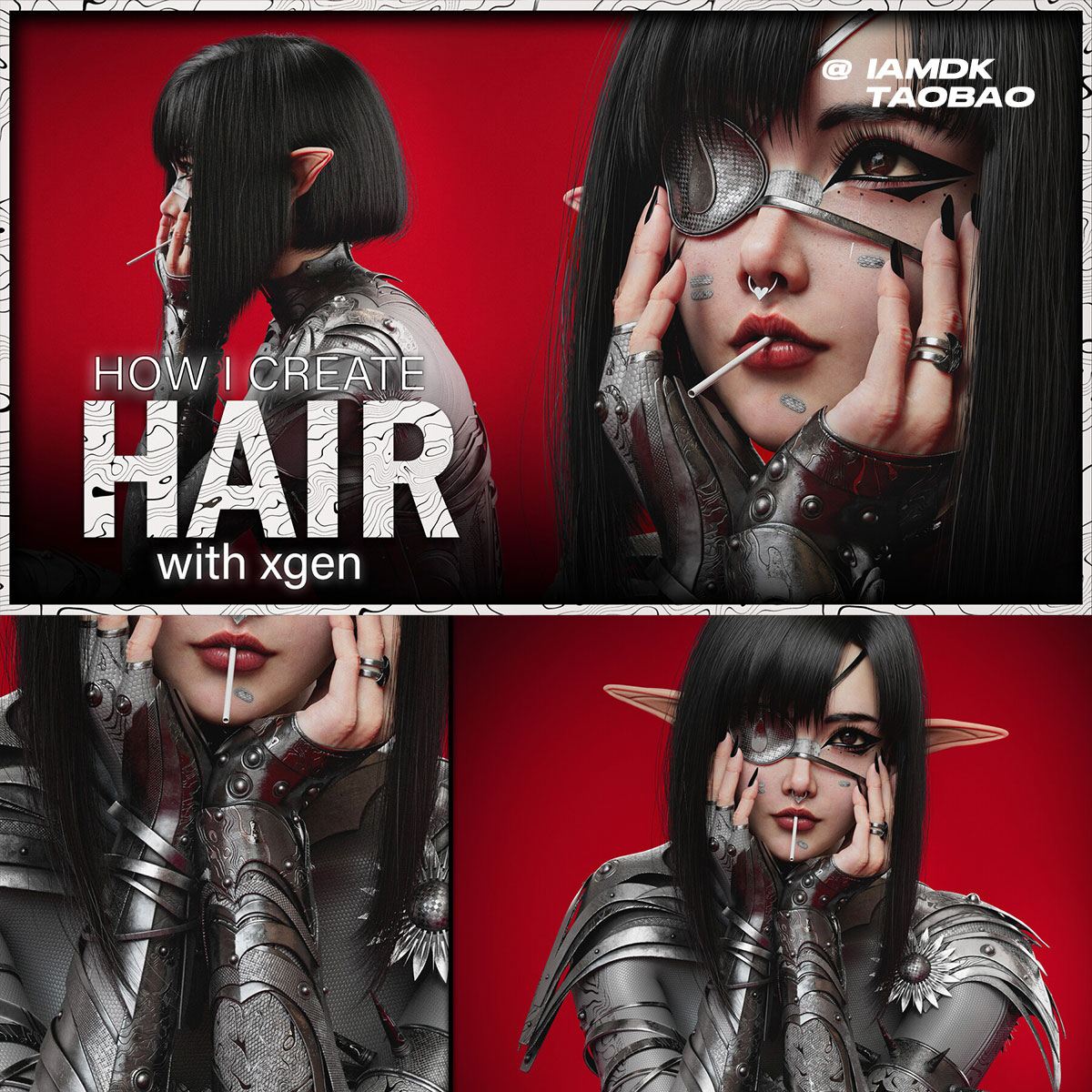 Maya XGen人物头发模拟3D建模制作教程 中文字幕