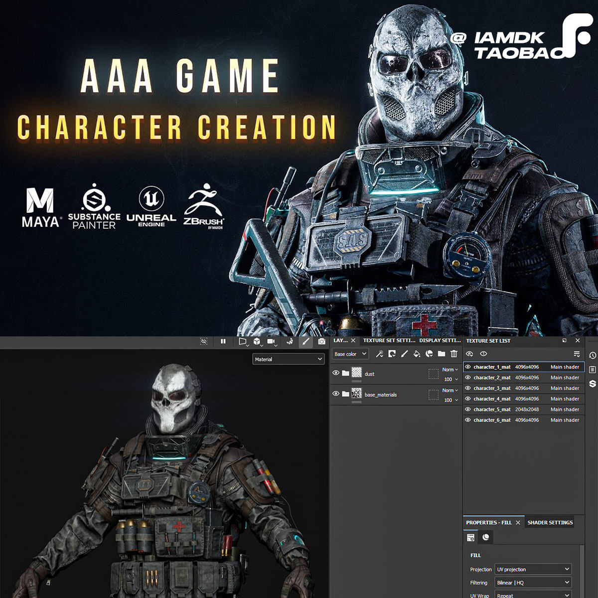 ZBrush+Maya AAA游戏人物角色建模贴图渲染全流程教程 中文字幕