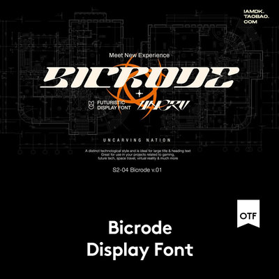 Bicrode Font未来嘻哈机能酸性逆反差海报标题英文PSAI字体安装包