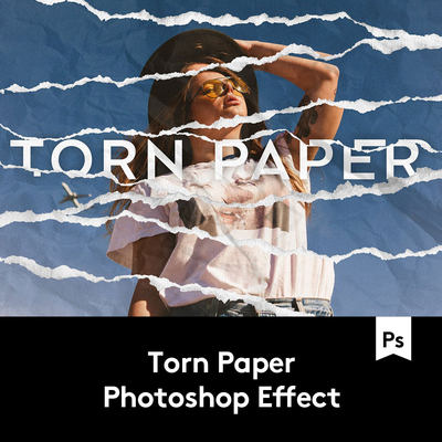 Torn Paper潮流撕纸纸片拼贴照片处理Ps样机模板 E2021070201