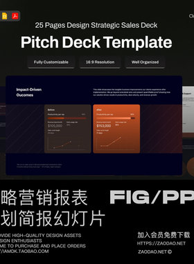 25页暗黑商业战略销售营销策划报表简报幻灯片设计Figma/PPT模板