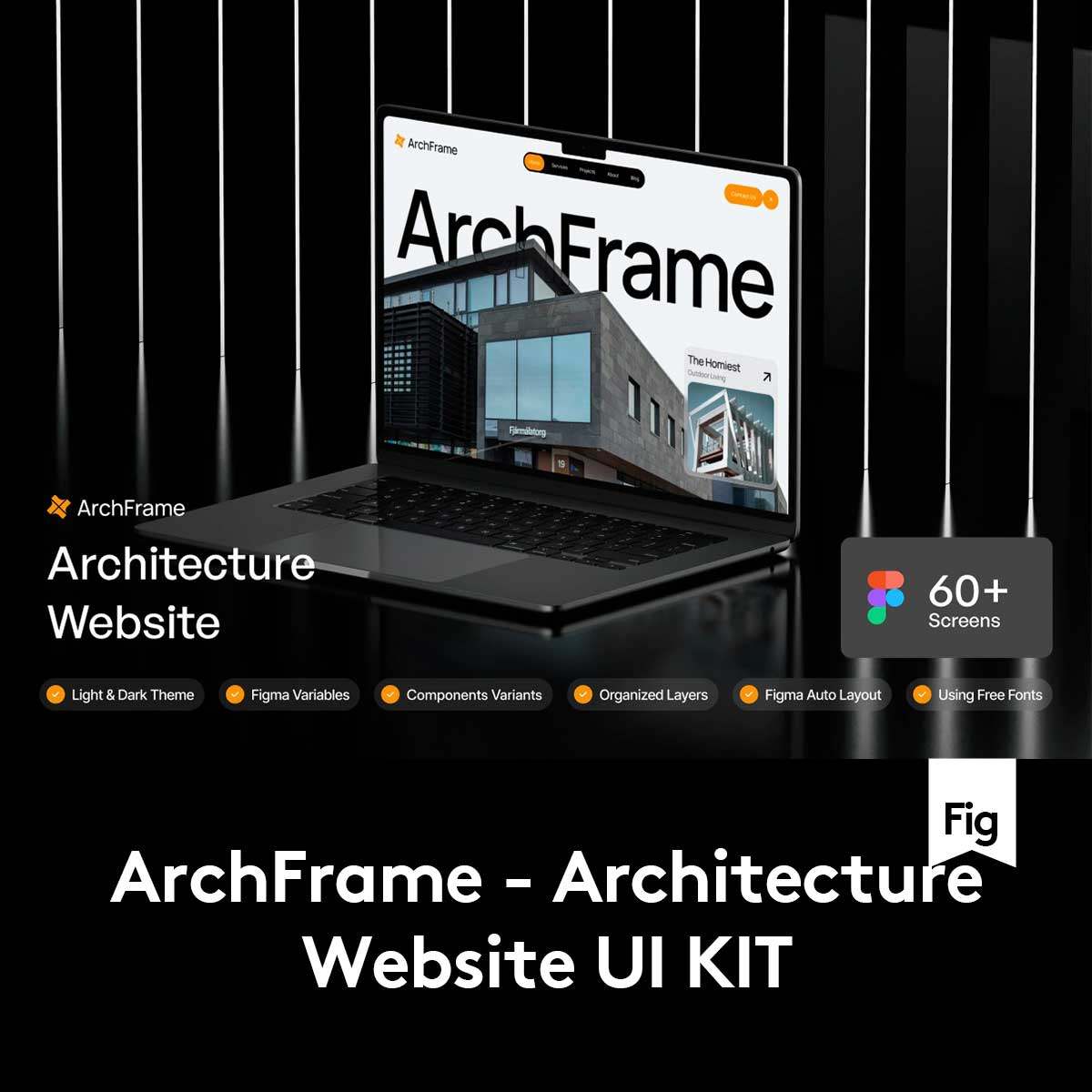 60+屏响应式工程建筑设计公司作品集网站WEB UI界面设计Figma模板