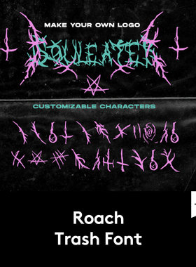 Roach Font 潮流原始刻画符号锋利手写文字设计素材 F2020122001